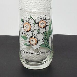 Brockway Glass Tumbler Flower of December Narcissus 10 oz. 4 3/4 in. Tall